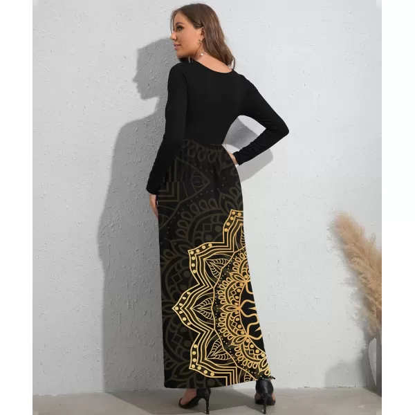 Wolddress Womens Casual Sleeveless Plus Size Loose Plain Long Maxi Dress with Pockets Long SleeveMandala Black 1X XLargeWolddress Womens Casual Sleeveless Plus Size Loose Plain Long Maxi Dress with Pockets Long SleeveMandala Black 1X XLarge