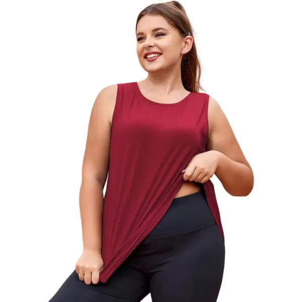 LALAGEN 2024 Plus Size Workout Tank Tops for Women Loose Fit Racerback Sleeveless Flowy Yoga Athletic Running Shirts L5XZred