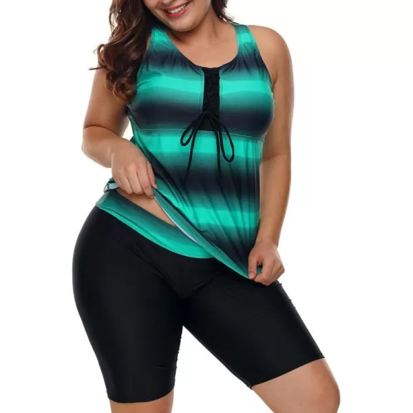 LALAGEN Womens 2024 Plus Size Tankini Swimsuits Rash Guard Capris Athletic Two Piece Swimwear Bathing Suits S5XGreen