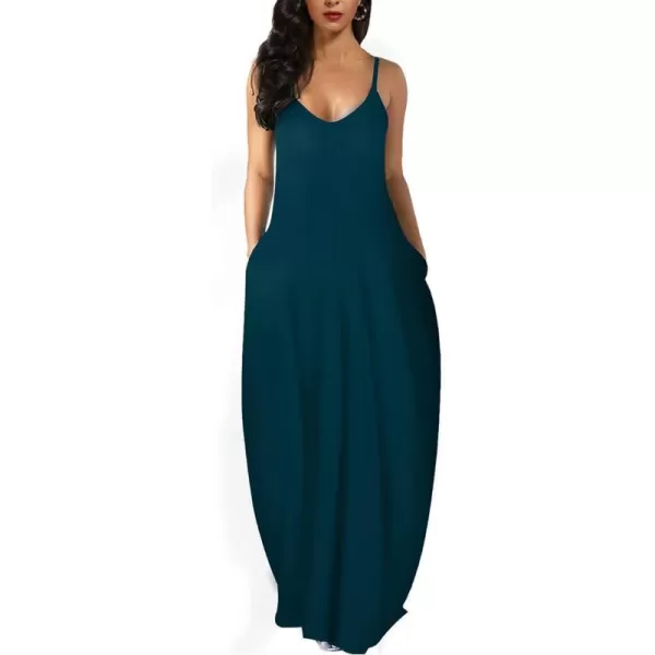 Wolddress Womens 2023 Casual Sleeveless Sundress Plus Size Loose Plain Long Summer Beach Maxi Dress with Pockets S5XDeep Green