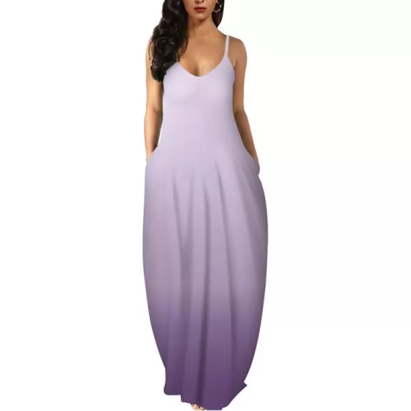 Wolddress Womens 2023 Casual Sleeveless Sundress Plus Size Loose Plain Long Summer Beach Maxi Dress with Pockets S5XGradientlight Purple