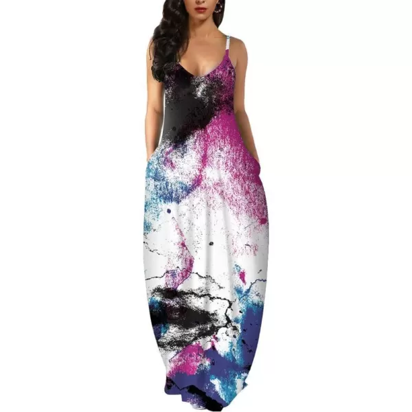 Wolddress Womens 2023 Casual Sleeveless Sundress Plus Size Loose Plain Long Summer Beach Maxi Dress with Pockets S5XMulticolour