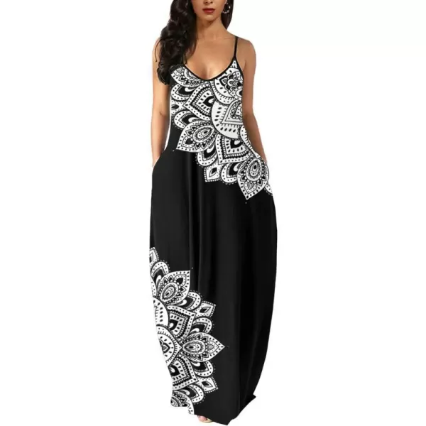 Wolddress Womens 2023 Casual Sleeveless Sundress Plus Size Loose Plain Long Summer Beach Maxi Dress with Pockets S5XPaisley Floral White