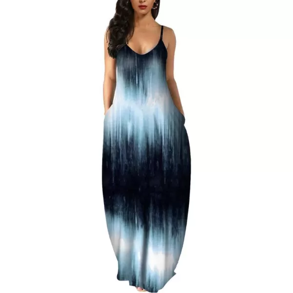 Wolddress Womens 2023 Casual Sleeveless Sundress Plus Size Loose Plain Long Summer Beach Maxi Dress with Pockets S5XPrint Blue Light