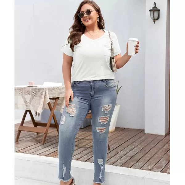 LALAGEN Plus Size T Shirts for Women 2024 UPF 50 Rolled Short Sleeve V Neck Summer Tops Casual Solid Basic Tunic Tee S5XWhite