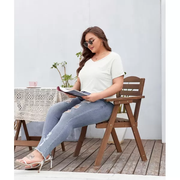 LALAGEN Plus Size T Shirts for Women 2024 UPF 50 Rolled Short Sleeve V Neck Summer Tops Casual Solid Basic Tunic Tee S5XWhite