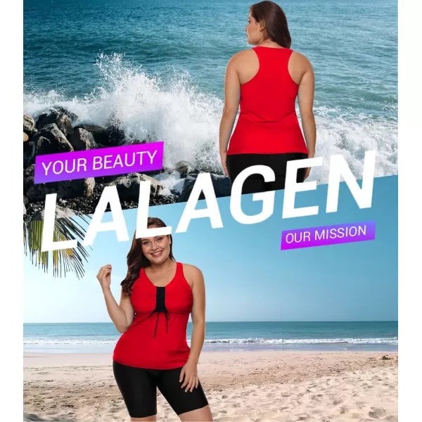 LALAGEN Womens 2024 Plus Size Tankini Swimsuit Rash Guard Capris Athletic Two Piece Swimwear Bathing Suits for Women S5XSolid Red