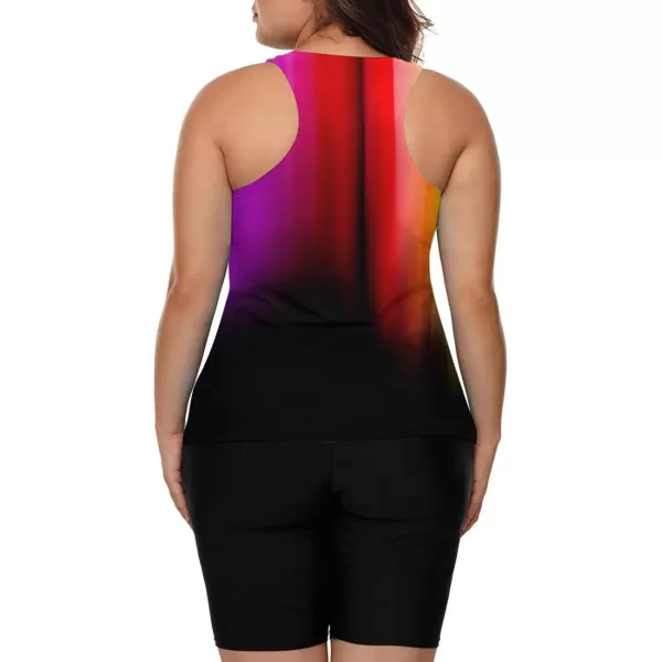 LALAGEN Womens 2024 Plus Size Tankini Swimsuit Rash Guard Capris Athletic Two Piece Swimwear Bathing Suits for Women S5XZrainbow Print