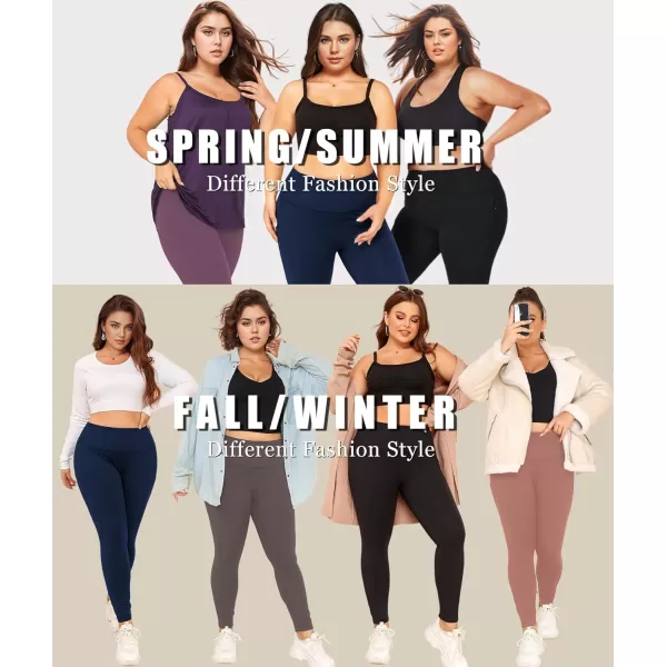 LALAGEN Plus Size Leggings for Women with PocketsHigh Waisted 78 Leggings Tummy Control Workout Gym Yoga PantsBlack