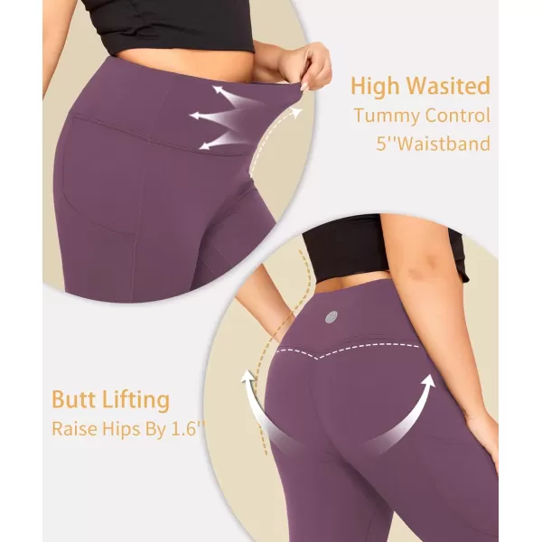 LALAGEN Plus Size Leggings for Women with PocketsHigh Waisted 78 Leggings Tummy Control Workout Gym Yoga PantsPurple