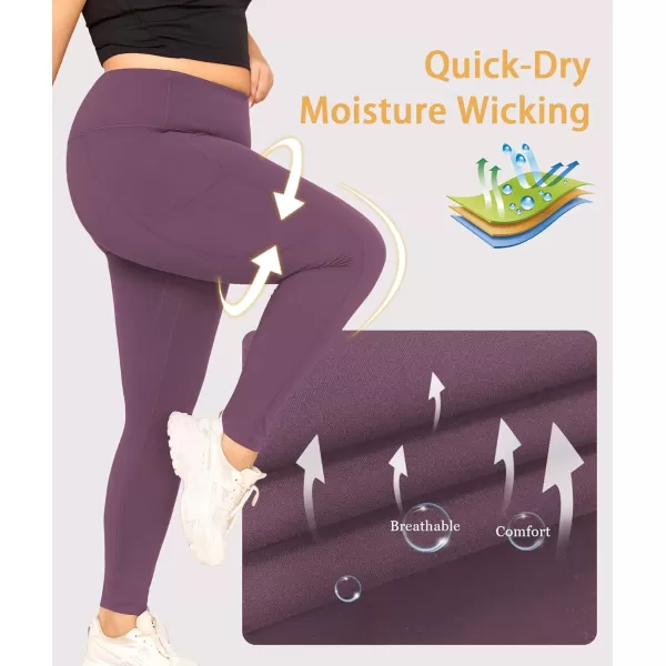 LALAGEN Plus Size Leggings for Women with PocketsHigh Waisted 78 Leggings Tummy Control Workout Gym Yoga PantsPurple