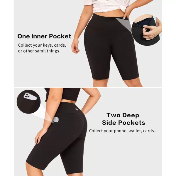 LALAGEN Women Plus Size Biker Shorts with Pockets  Tummy Control Gym Workout Running Yoga Volleyball Athletic ShortsBlack