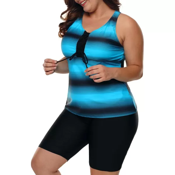 LALAGEN Womens 2023 Plus Size Tankini Swimsuit Rash Guard Capris Athletic Two Piece Swimwear Bathing Suit S5XBlue Black