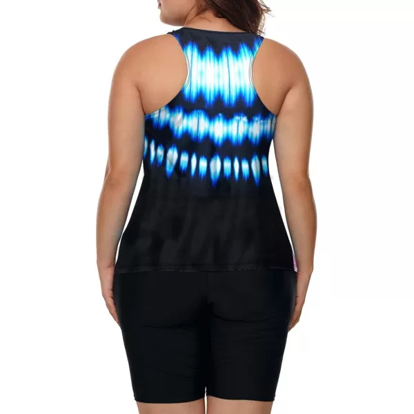 LALAGEN Womens 2023 Plus Size Tankini Swimsuit Rash Guard Capris Athletic Two Piece Swimwear Bathing Suit S5XBlue Lightning