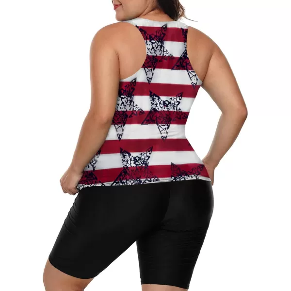 LALAGEN Womens 2023 Plus Size Tankini Swimsuit Rash Guard Capris Athletic Two Piece Swimwear Bathing Suit S5XStar Dark Red