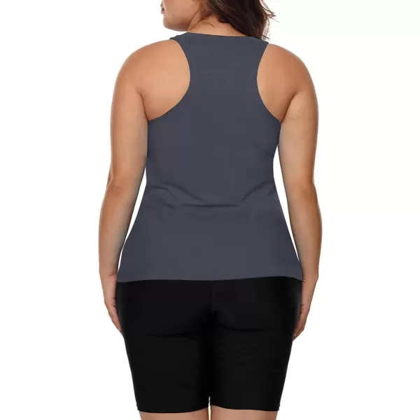 LALAGEN Womens 2023 Plus Size Tankini Swimsuit Rash Guard Capris Athletic Two Piece Swimwear Bathing Suit S5XZdark Grey