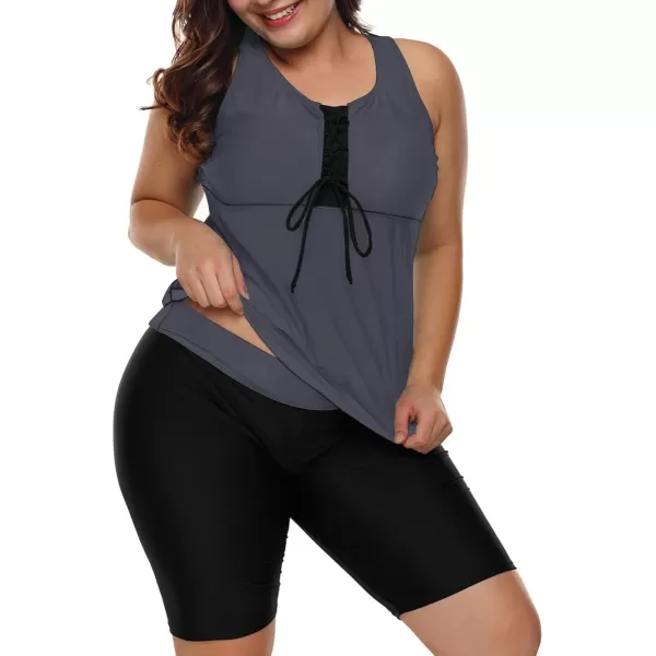 LALAGEN Womens 2023 Plus Size Tankini Swimsuit Rash Guard Capris Athletic Two Piece Swimwear Bathing Suit S5XZdark Grey