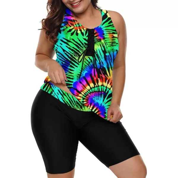 LALAGEN Womens 2024 Plus Size Tankini Swimsuit Rash Guard Capris Athletic Two Piece Swimwear Bathing Suit S5XZcolor Print