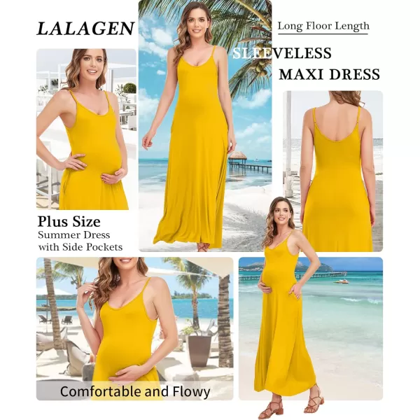 LALAGEN Womens Plus Size Maternity Maxi Dress Summer Casual Sleeveless Pockets Loose Long DressesLALAGEN Womens Plus Size Maternity Maxi Dress Summer Casual Sleeveless Pockets Loose Long Dresses