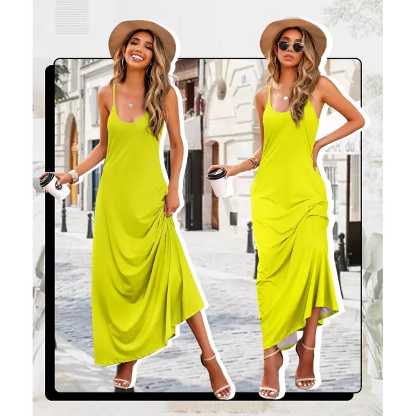 Wolddress Womens 2023 Casual Sleeveless Sundress Plus Size Loose Plain Long Summer Beach Maxi Dress with Pockets S5XBright Green