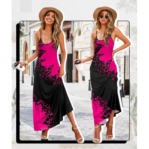 Wolddress Womens 2023 Casual Sleeveless Sundress Plus Size Loose Plain Long Summer Beach Maxi Dress with Pockets S5XSunflower Plum