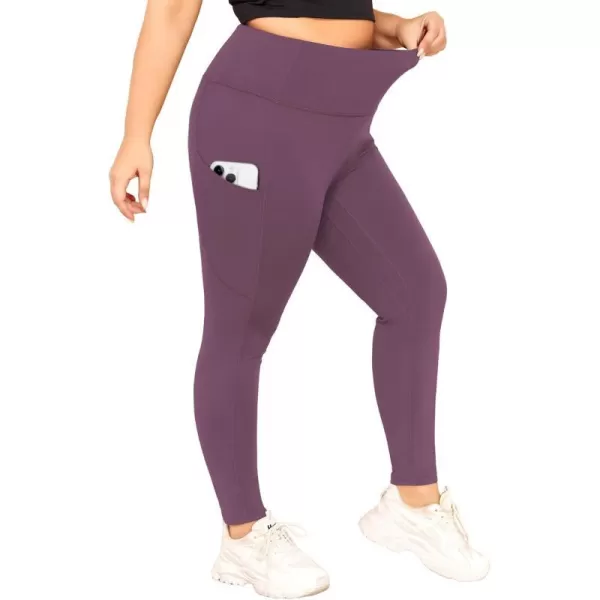 LALAGEN Plus Size Leggings for Women with PocketsHigh Waisted 78 Leggings Tummy Control Workout Gym Yoga PantsPurple