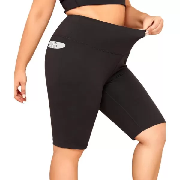 LALAGEN Women Plus Size Biker Shorts with Pockets  Tummy Control Gym Workout Running Yoga Volleyball Athletic ShortsBlack