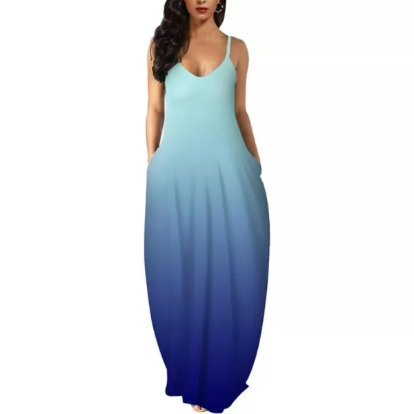 Wolddress Womens 2023 Casual Sleeveless Sundress Plus Size Loose Plain Long Summer Beach Maxi Dress with Pockets S5XGradientblue