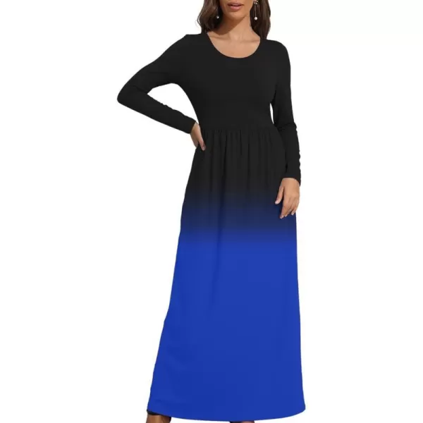 Wolddress Womens Casual Long Sleeve Plus Size Loose Plain Long Maxi Dress with Pockets Long SleeveBlack Blue 1XWolddress Womens Casual Long Sleeve Plus Size Loose Plain Long Maxi Dress with Pockets Long SleeveBlack Blue 1X