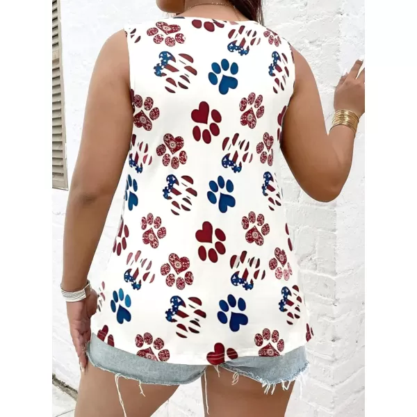 LALAGEN Plus Size Tank Tops for Women Summer Womens Animal Paw Print Tank TopAmulticolor