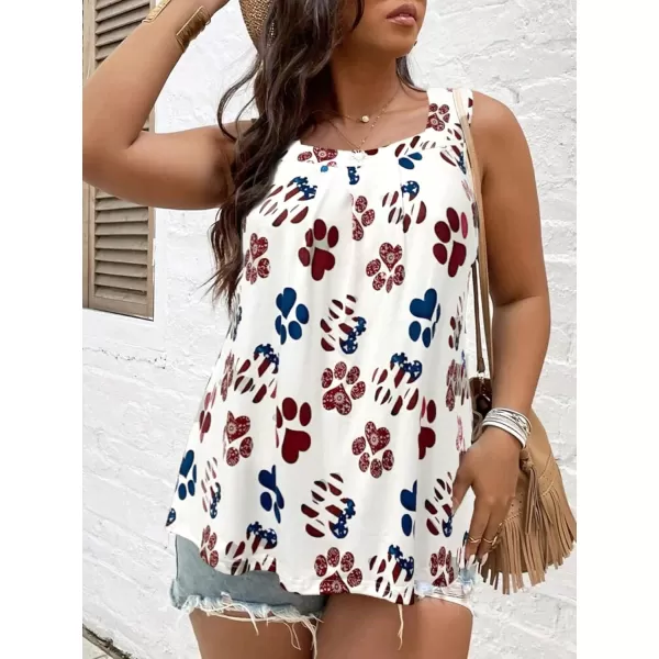 LALAGEN Plus Size Tank Tops for Women Summer Womens Animal Paw Print Tank TopAmulticolor