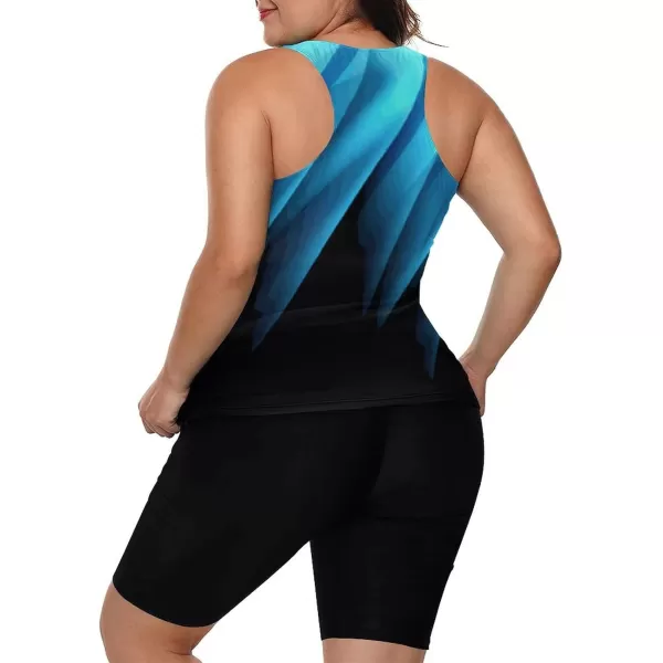 LALAGEN Womens 2024 Plus Size Tankini Swimsuit Rash Guard Capris Athletic Two Piece Swimwear Bathing Suits for Women S5XBlack Blue