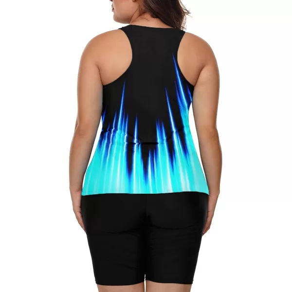 LALAGEN Womens 2024 Plus Size Tankini Swimsuit Rash Guard Capris Athletic Two Piece Swimwear Bathing Suits for Women S5XGradient Black Blue