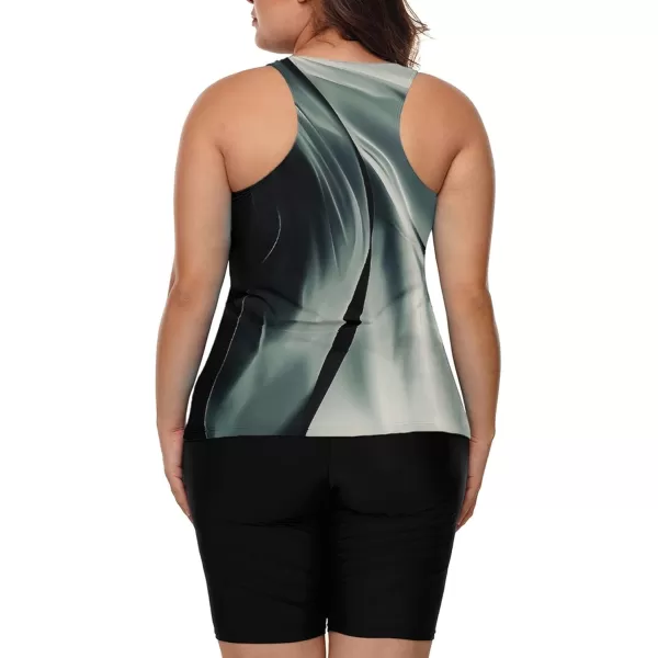 LALAGEN Womens 2024 Plus Size Tankini Swimsuit Rash Guard Capris Athletic Two Piece Swimwear Bathing Suits for Women S5XGradient Black Gray