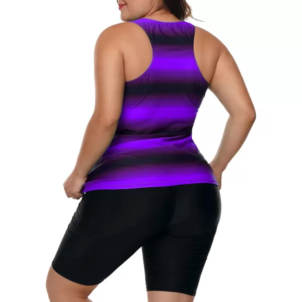 LALAGEN Womens 2024 Plus Size Tankini Swimsuit Rash Guard Capris Athletic Two Piece Swimwear Bathing Suits for Women S5XPurple