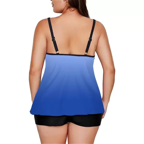 LALAGEN Womens Plus Size Tankini Swimsuit Two Piece Bathing Suits Swim Tank Top with Boy ShortZgradient Blue02