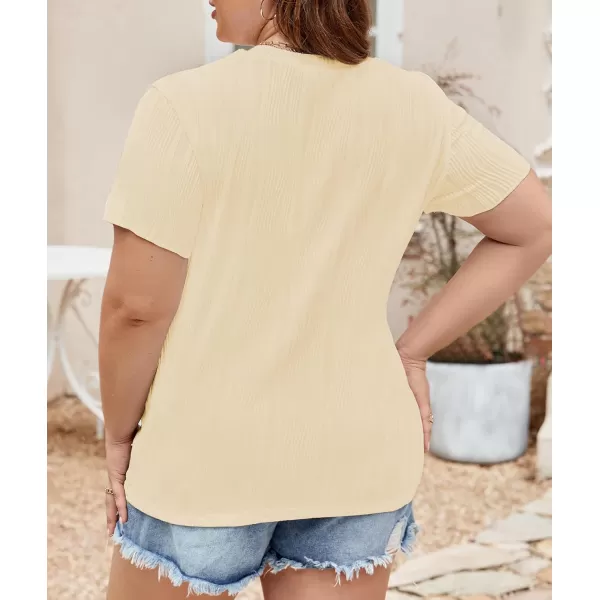 LALAGEN Womens Plus Size Work Tops Summer Crew Neck Short Sleeve Textured Tunic Business Casual T Shirt Basic Top BlouseOffwhite