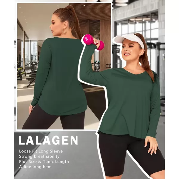 LALAGEN Womens UPF 50 Sun Shirts Plus Size Long Sleeve UV Protection Workout Tops Quick Dry Athletic Hiking ShirtGreen