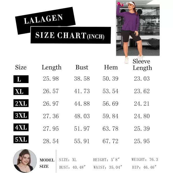 LALAGEN Womens UPF 50 Sun Shirts Plus Size Long Sleeve UV Protection Workout Tops Quick Dry Athletic Hiking ShirtPurple