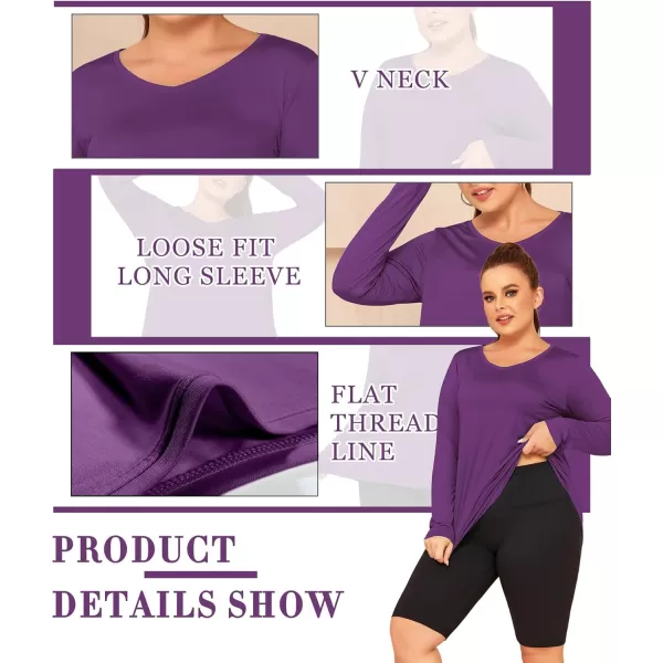 LALAGEN Womens UPF 50 Sun Shirts Plus Size Long Sleeve UV Protection Workout Tops Quick Dry Athletic Hiking ShirtPurple