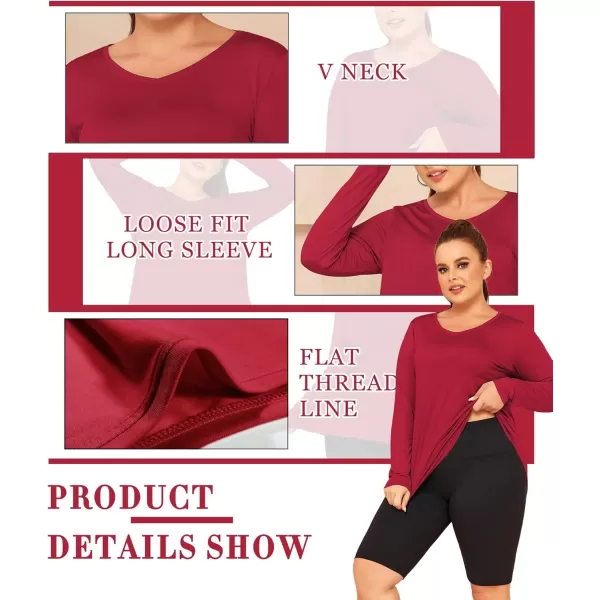 LALAGEN Womens UPF 50 Sun Shirts Plus Size Long Sleeve UV Protection Workout Tops Quick Dry Athletic Hiking ShirtRed