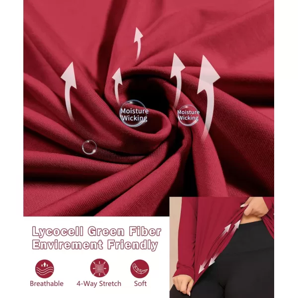 LALAGEN Womens UPF 50 Sun Shirts Plus Size Long Sleeve UV Protection Workout Tops Quick Dry Athletic Hiking ShirtRed