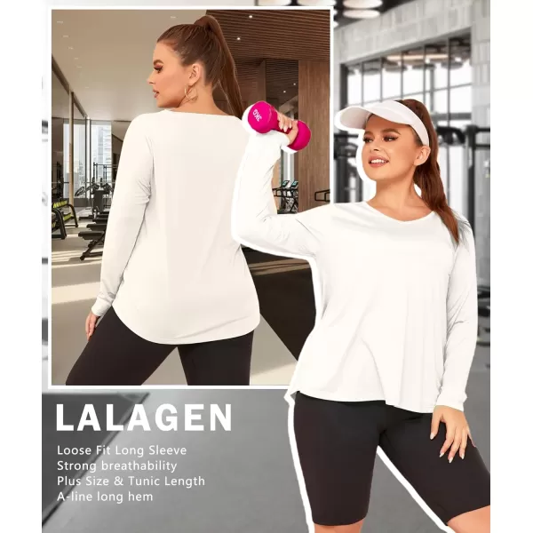 LALAGEN Womens UPF 50 Sun Shirts Plus Size Long Sleeve UV Protection Workout Tops Quick Dry Athletic Hiking ShirtWhite