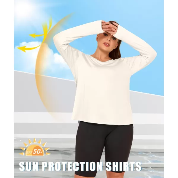 LALAGEN Womens UPF 50 Sun Shirts Plus Size Long Sleeve UV Protection Workout Tops Quick Dry Athletic Hiking ShirtWhite