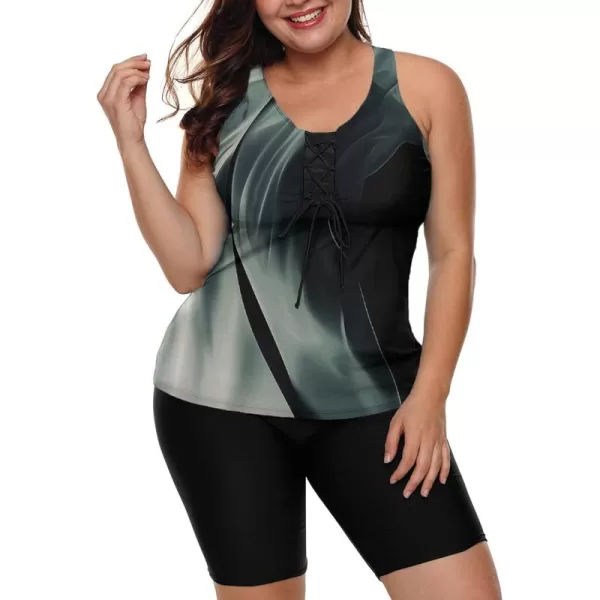 LALAGEN Womens 2024 Plus Size Tankini Swimsuit Rash Guard Capris Athletic Two Piece Swimwear Bathing Suits for Women S5XGradient Black Gray