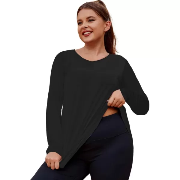 LALAGEN Womens UPF 50 Sun Shirts Plus Size Long Sleeve UV Protection Workout Tops Quick Dry Athletic Hiking ShirtBlack