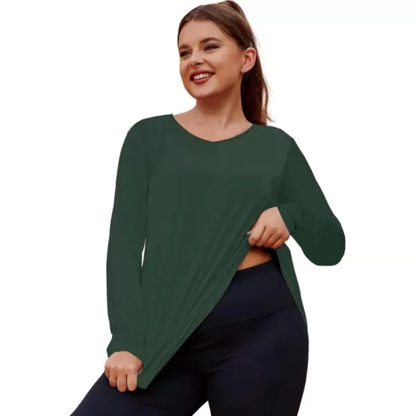 LALAGEN Womens UPF 50 Sun Shirts Plus Size Long Sleeve UV Protection Workout Tops Quick Dry Athletic Hiking ShirtGreen