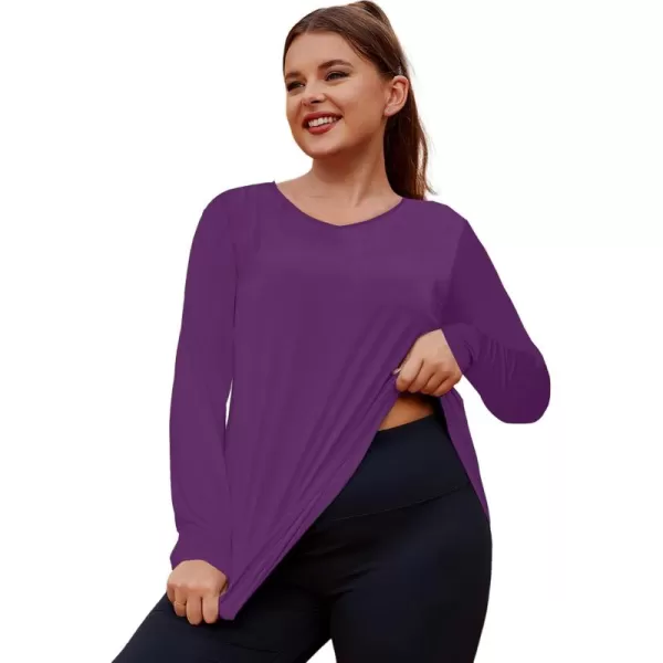 LALAGEN Womens UPF 50 Sun Shirts Plus Size Long Sleeve UV Protection Workout Tops Quick Dry Athletic Hiking ShirtPurple