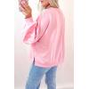 imageLALAGEN Womens Casual Sweatshirt Light Pink Embroidered Bow Lantern Sleeve Oversized Pullover Sweatshirt TopsLight Pink