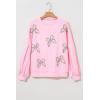 imageLALAGEN Womens Casual Sweatshirt Light Pink Embroidered Bow Lantern Sleeve Oversized Pullover Sweatshirt TopsLight Pink